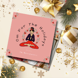 'Om For The Holidays' Yoga and Wreath Holiday Card Feiertagskarte