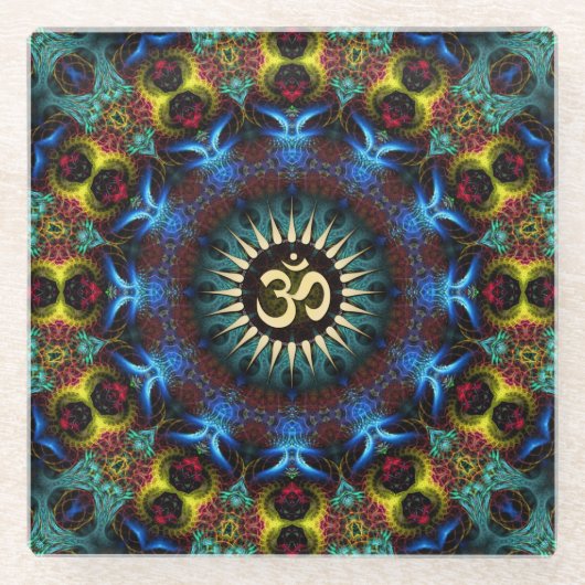 OM Fraktal Mandala Serviertablett Glasuntersetzer (Vorderseite)