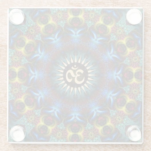 OM Fraktal Mandala Serviertablett Glasuntersetzer (Rückseite)