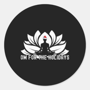 Om für die Feiertage - Lustiger Weihnachten Yoga L Runder Aufkleber