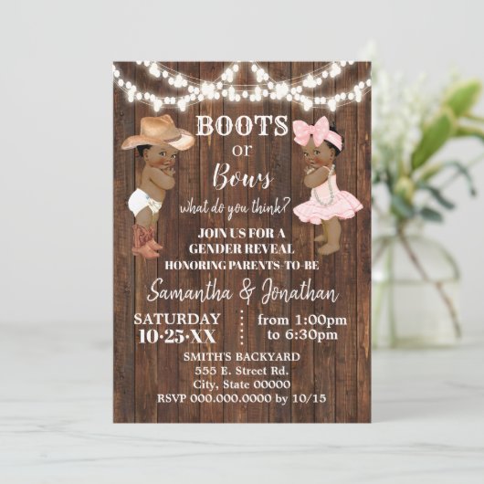 Om für Stiefel oder Bows Einladung (Stehend Vorderseite)