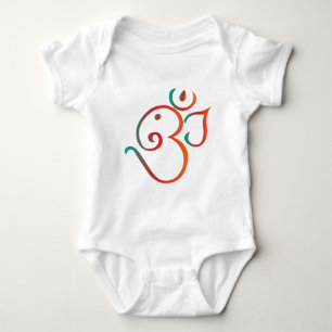 OM-ganpati-grün-orange Baby Strampler