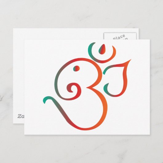 OM-ganpati-grün-orange Postkarte (Vorne/Hinten)