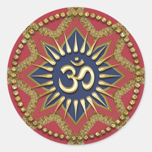Om Gold Red Energy Spirituelle Art Sticker (Vorderseite)