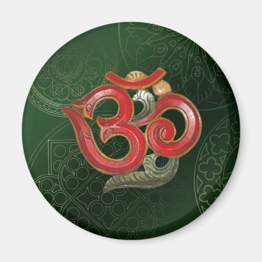OM Green Red Yoga Hinteru Magnet (Vorne)