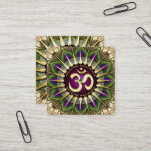 OM Holistic Lila Green Peacock Mandala Square