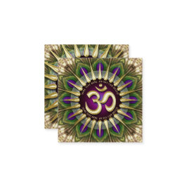 OM Holistic Lila Green Peacock Mandala Square Quadratische Visitenkarte