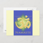 Om in Blue & Gold - Namaste Postkarte (Vorne/Hinten)