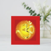 OM in den Orangen u. im Gold - Namaste Einladung (Stehend Vorderseite)