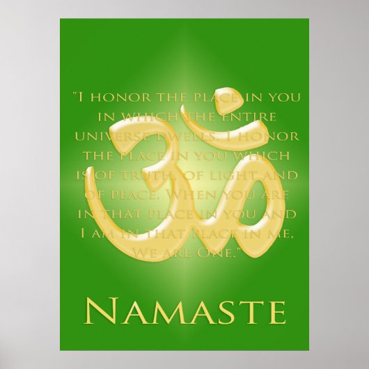 Om in Green & Gold - Namaste Poster (Vorne)