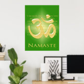Om in Green & Gold - Namaste Poster (Heimbüro)
