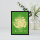 Om in Green & Gold - Namaste Postkarte (Stehend Vorderseite)