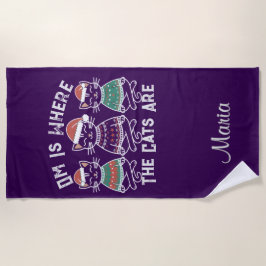 Om ist, wo die Katzen Feiertag sind Strandtuch