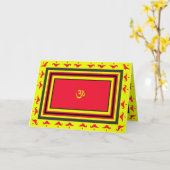 Om & Lamp Diwali Grußkarte Karte (Gelbe Blume)