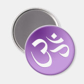 Om, Lila und weiß Magnet (Vorderseite/Rückseite)