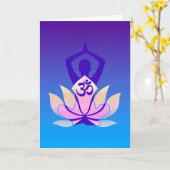 OM-Lotos-Yoga-Pose-lila Farbe Karte (Gelbe Blume)