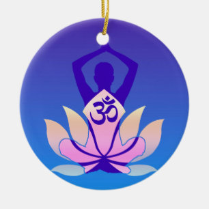 OM-Lotos-Yoga-Pose-lila Farbe Keramik Ornament