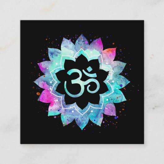 *~* Om Lotus Blume Mandala Om Symbol Quadratische Visitenkarte (Vorderseite)