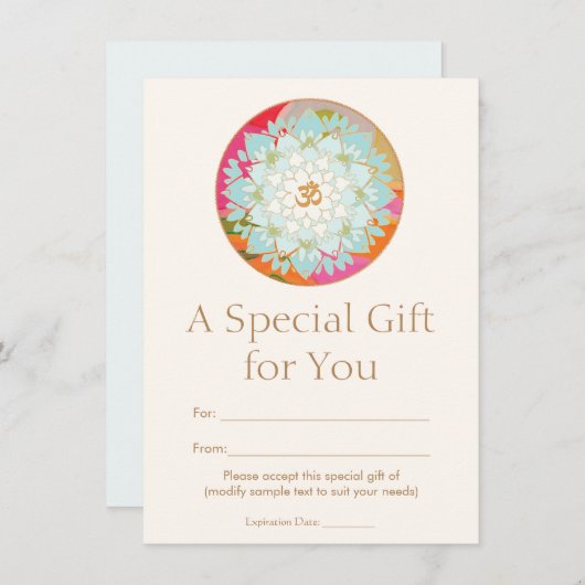 Om Lotus Blume Spirituelles Geschenkzertifikat (Vorne/Hinten)