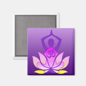 Om Lotus Blume Yoga Pose auf Lila Gradient Magnet (Vorderseite/Rückseite)