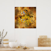 Om Lotus | Dunkelgelbes Universum Poster (Küche)