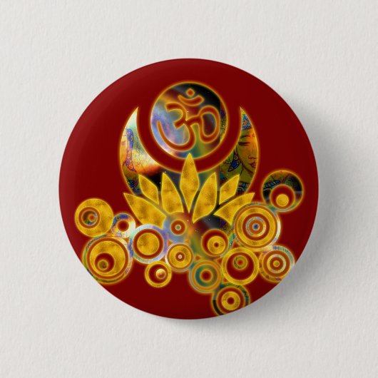 Om Lotus | dunkelrot Button (Vorderseite)