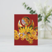 Om Lotus | dunkelrot Postkarte (Stehend Vorderseite)
