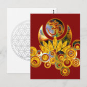 Om Lotus | dunkelrot Postkarte (Vorne/Hinten)