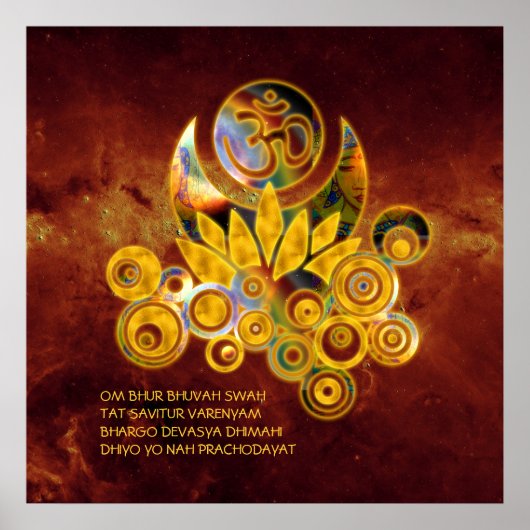 Om Lotus & GAYATRI MANTRA | Feueruniversum Poster (Vorne)