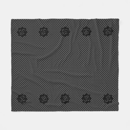 OM Lotus Spiritualität Yoga im Carbon Fibre Style Fleecedecke (Vorderseite (Horizontal))
