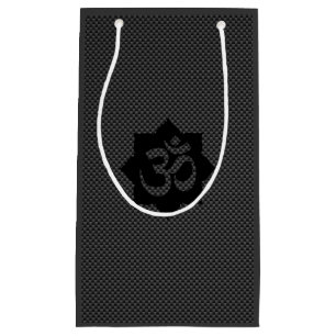 OM Lotus Spiritualität Yoga im Carbon Fibre Style Kleine Geschenktüte