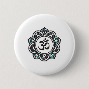 Om-Lotusblumen-Symbol spirituell Yoga Buddhismus M Button
