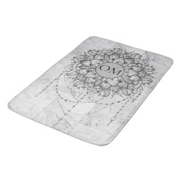 OM Mandala auf Silbermarmor Badematte
