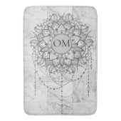 OM Mandala auf Silbermarmor Badematte (Vorderseite Vertikal)