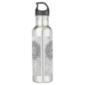 OM Mandala auf Silbermarmor Edelstahlflasche (Rückseite)