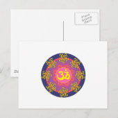 Om Mandala Blue Border Postkarte (Vorne/Hinten)