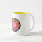 Om Mandala Blue Border Zweifarbige Tasse (VorderseiteRechts)