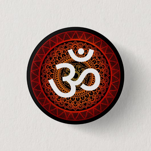 Om Mandala Red Root Chakra Button (Vorderseite)