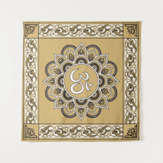 OM Mandala - Tapestry Wandteppich (Vorderseite (Horizontal))