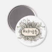 Om Mani Padme Hum Floral Magnet (Vorderseite/Rückseite)
