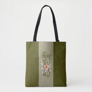 Om Mani Padme Hum Lotus - Green Tasche