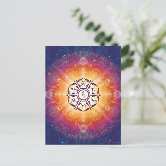 Om Mani Padme Hum Mantra Postkarte (Stehend Vorderseite)