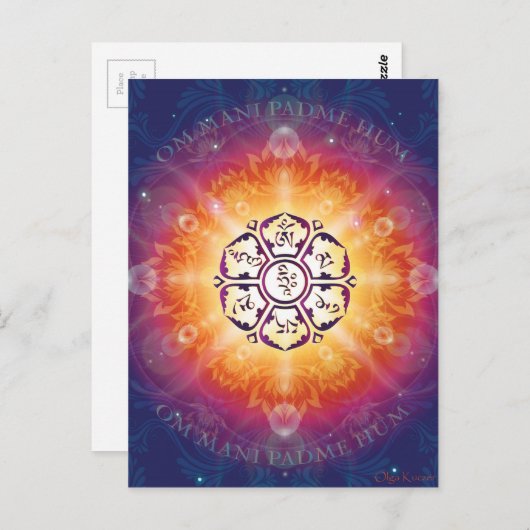 Om Mani Padme Hum Mantra Postkarte (Vorne/Hinten)