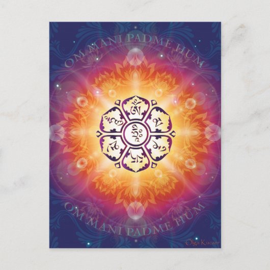 Om Mani Padme Hum Mantra Postkarte (Vorderseite)
