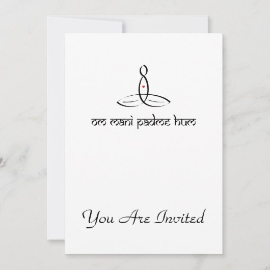 Om Mani Padme Hum - Schwarzer Sanskrit-Stil Einladung (Vorderseite)