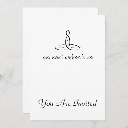 Om Mani Padme Hum - Schwarzer Sanskrit-Stil Einladung (Vorne/Hinten)