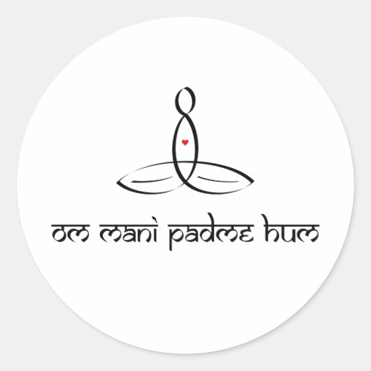 Om Mani Padme Hum - Schwarzer Sanskrit-Stil Runder Aufkleber (Vorderseite)