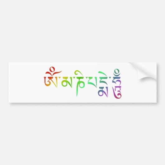 Om Mani Padme Hum Tibetan Mantra Rainbow Autoaufkleber (Vorne)