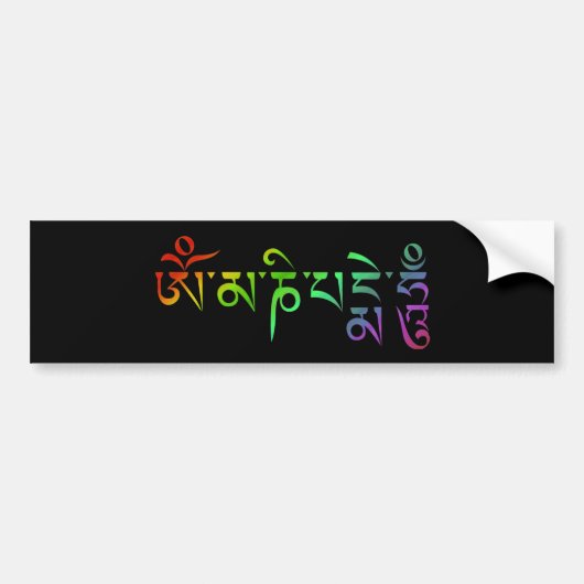 Om Mani Padme Hum Tibetan Mantra Rainbow Autoaufkleber (Vorne)