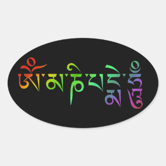 Om Mani Padme Hum Tibetan Mantra Rainbow Ovaler Aufkleber